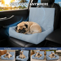 Frostcore™ Dog Cooling Car Seat Bed - Waffle Ash Blue