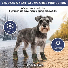 365 All-Season Dog Shoe 4PC Set - Green Brown