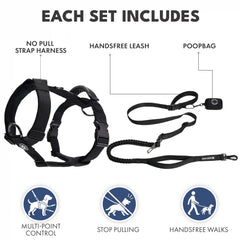 Comfort Control No-Pull Dog Harness and Multipurpose Leash Set - Black