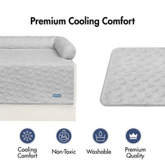 Frostcore™ Cooling Couch Cover Dog Bed and Cooling Mat Set - Hearts Grey