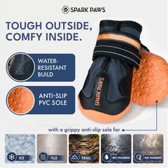 365 All-Season Dog Shoe 4PC Set - Black Orange