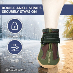 365 All-Season Dog Shoe 4PC Set - Green Brown