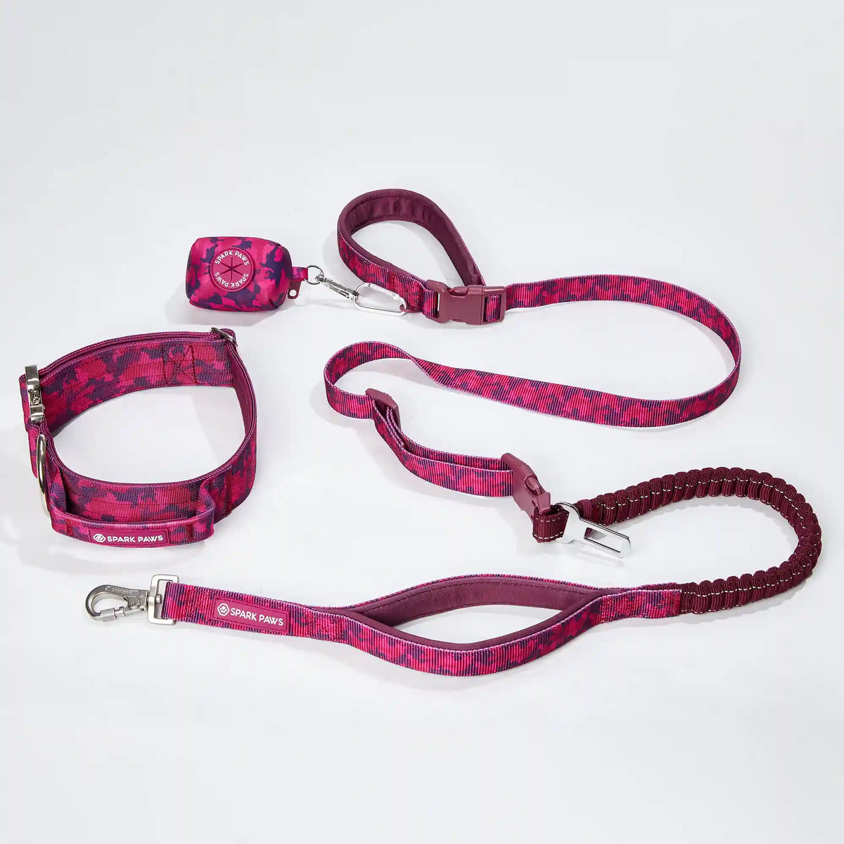 Comfort Control Collar and Multipurpose Leash Set - Fuchsia Camo