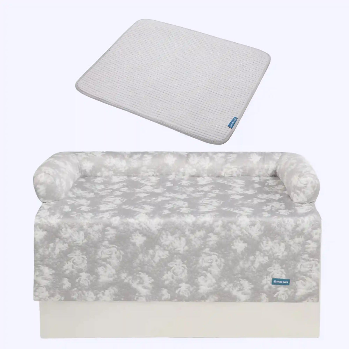Frostcore™ Cooling Couch Cover Dog Bed and Cooling Mat Set - Clouds Grey Waffle Grey