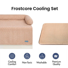 Frostcore™ Cooling Couch Cover Dog Bed and Cooling Mat Set - Waffle Brown