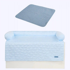 Frostcore™ Cooling Couch Cover Dog Bed and Cooling Mat Set - Hearts Blue Ash Blue