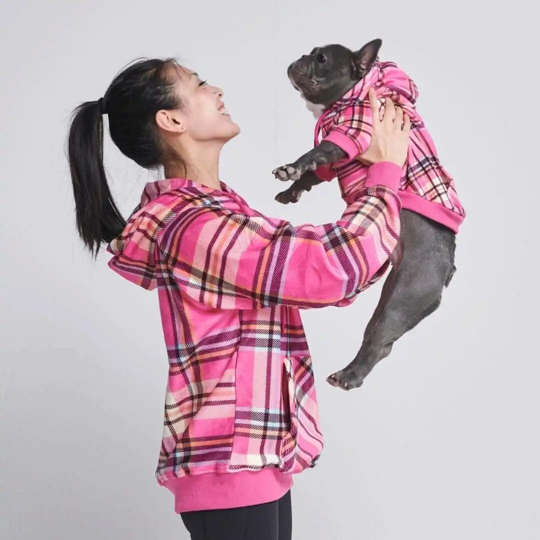 Pink Plaid Human Hoodie