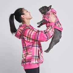 Pink Plaid Human Hoodie