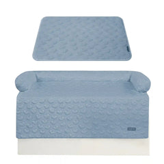 Frostcore™ Cooling Couch Cover Dog Bed and Cooling Mat Set - Hearts Ash Blue