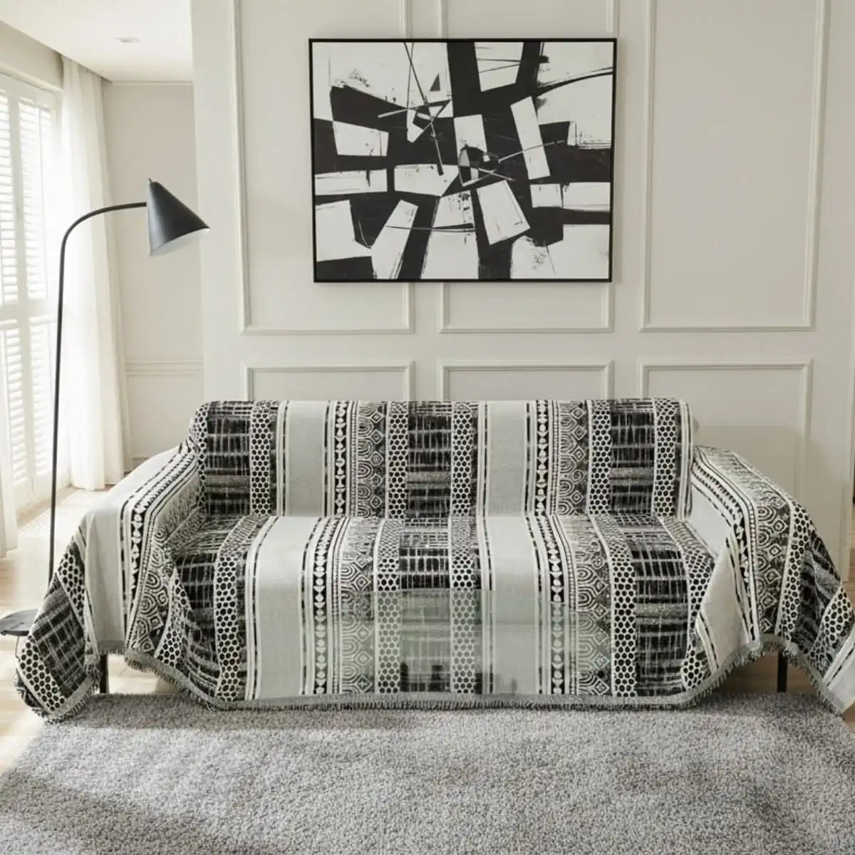 Pet Couch Cover - Modern Mosaic Black