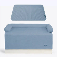 Frostcore™ Cooling Couch Cover Dog Bed and Cooling Mat Set - Waffle Ash Blue