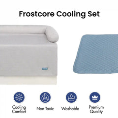 Frostcore™ Cooling Couch Cover Dog Bed and Cooling Mat Set - Waffle Grey Ash Blue