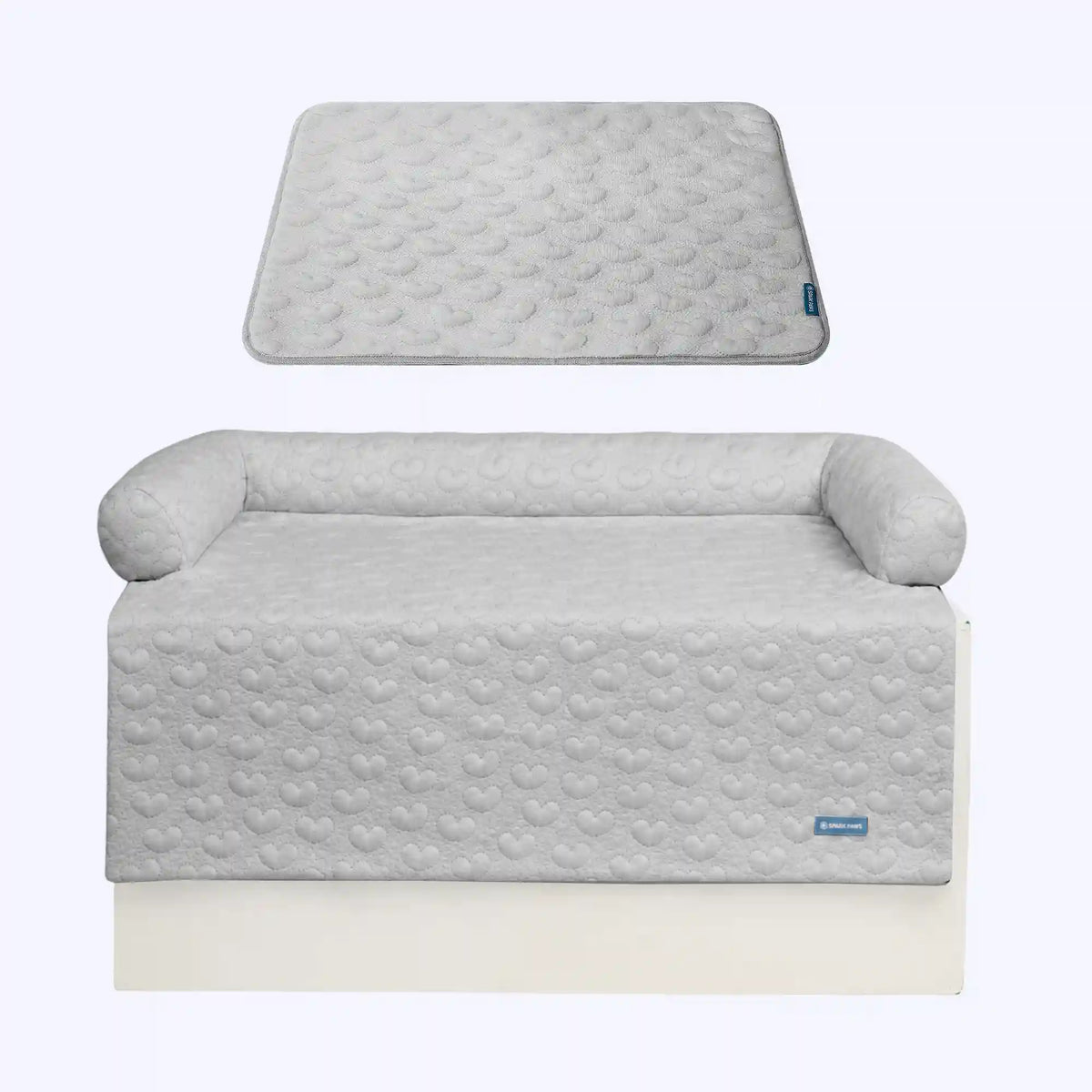 Frostcore™ Cooling Couch Cover Dog Bed and Cooling Mat Set - Hearts Grey