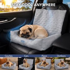 Frostcore™ Dog Cooling Car Seat Bed - Hearts Grey