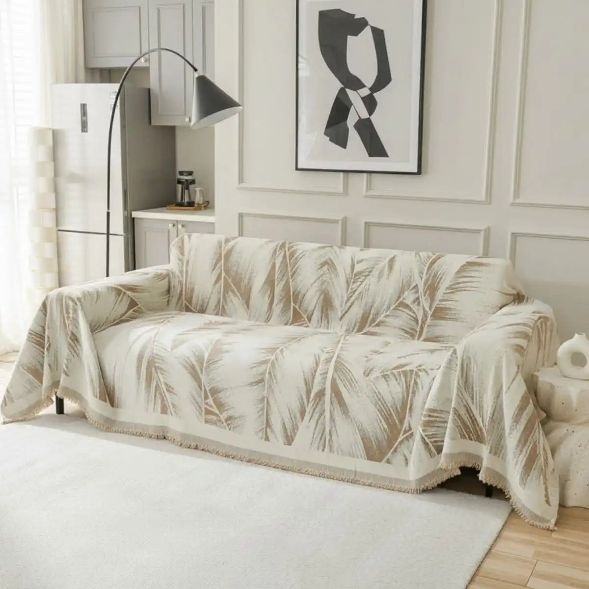 Pet Couch Cover - Leaves Beige