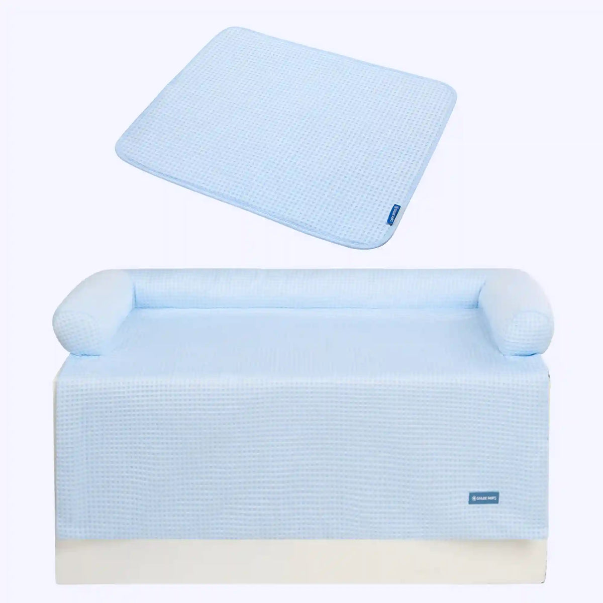 Frostcore™ Cooling Couch Cover Dog Bed and Cooling Mat Set - Waffle Blue