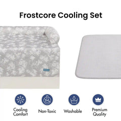 Frostcore™ Cooling Couch Cover Dog Bed and Cooling Mat Set - Clouds Grey Waffle Grey