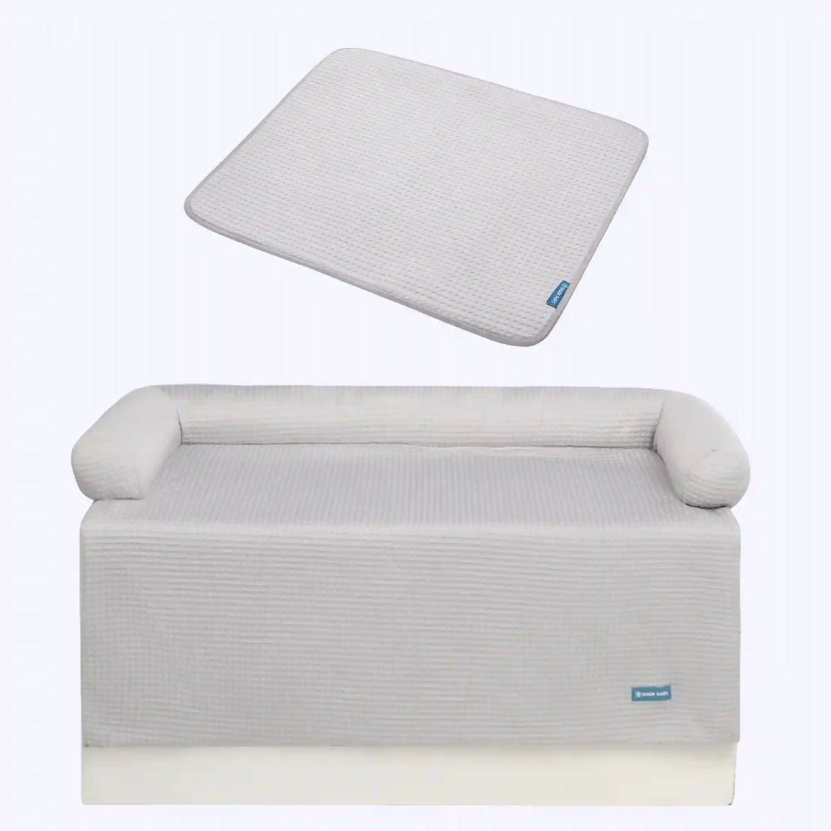 Frostcore™ Cooling Couch Cover Dog Bed and Cooling Mat Set - Waffle Grey