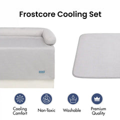 Frostcore™ Cooling Couch Cover Dog Bed and Cooling Mat Set - Waffle Grey